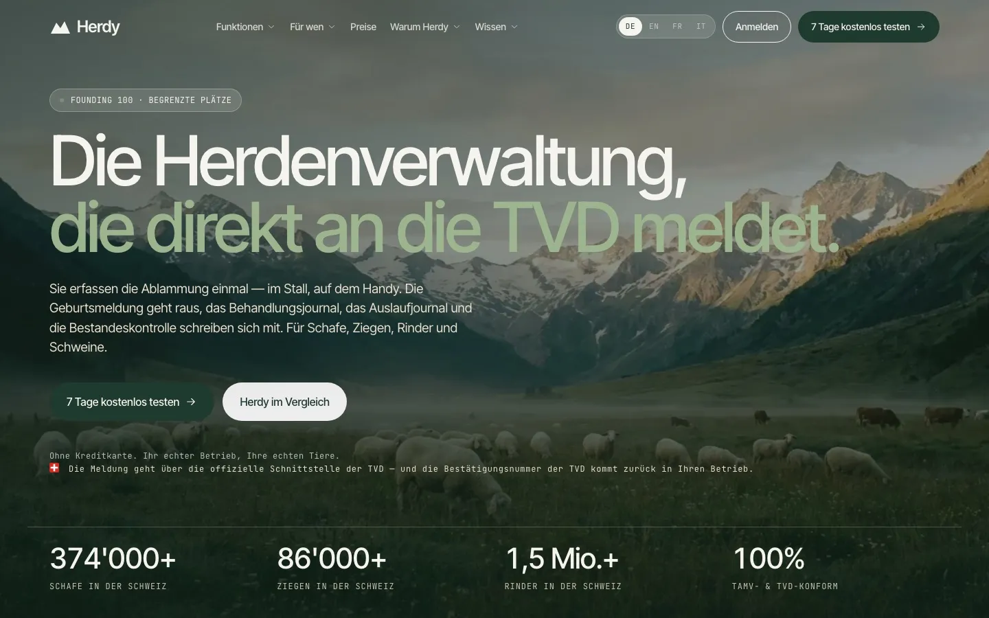 herdy.ch — Startseite im Browser
